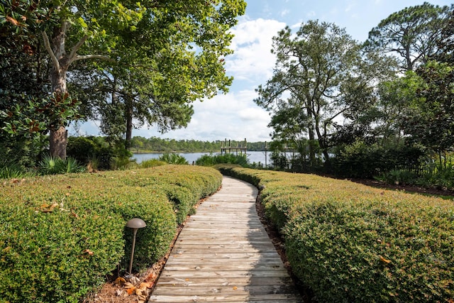 view of community featuring a water view