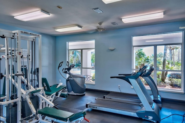 gym with visible vents and baseboards