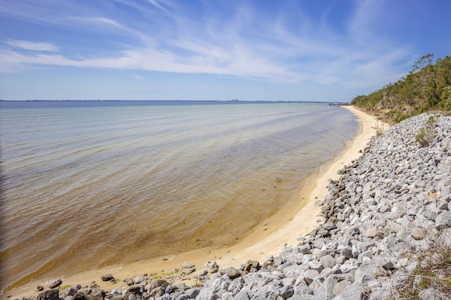 view of water feature with a view of the beach