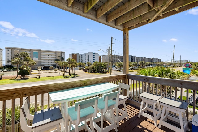 deck with a view of city