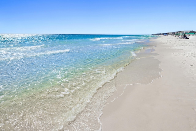 view of water feature featuring a beach view