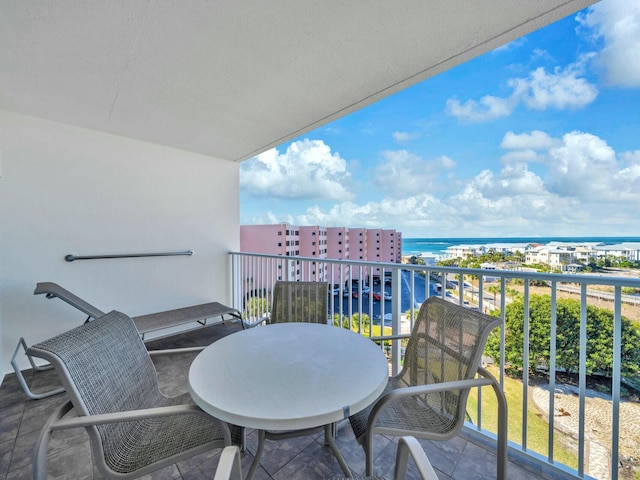 balcony with a water view