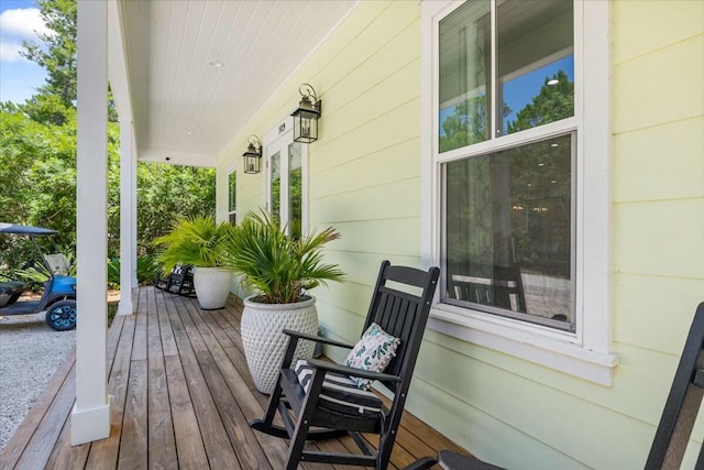 deck featuring covered porch