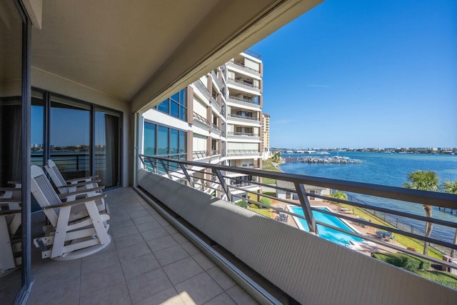 balcony with a water view