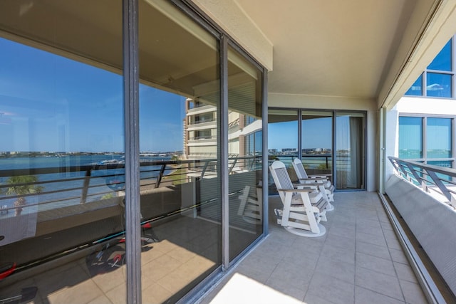 balcony with a water view