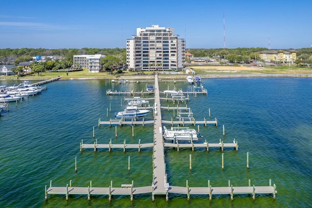 view of dock featuring a water view