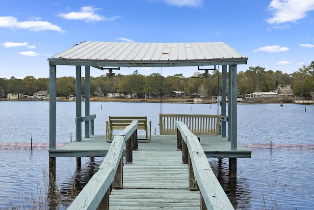 view of dock featuring a water view