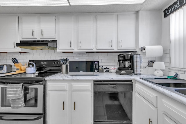 909 Santa Rosa Blvd Unit 537, Fort Walton Beach, FL 32548 - kitchen featuring under cabinet range hood, white cabinets, appliances with stainless steel finishes, and light countertops