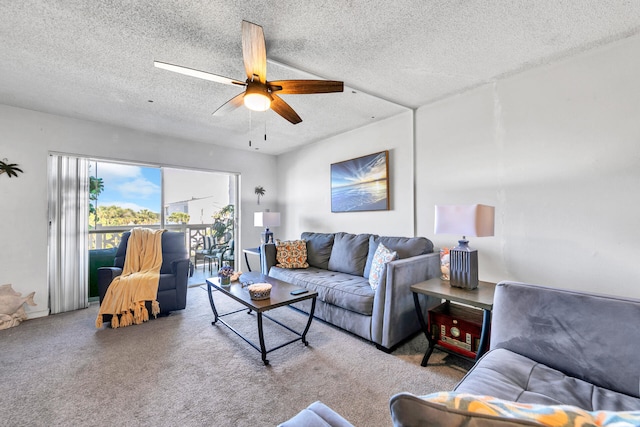909 Santa Rosa Blvd Unit 537, Fort Walton Beach, FL 32548 - living area with a textured ceiling, carpet flooring, and ceiling fan