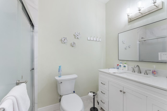 75 Sierra Dunes Dr, Miramar Beach, FL 32550 - full bathroom featuring toilet, an enclosed shower, vanity, and baseboards