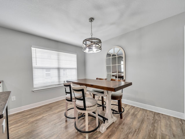 dining room with baseboards and wood finished floors