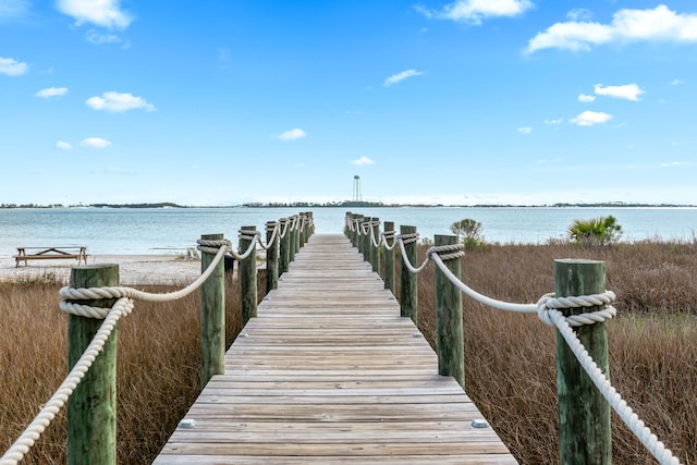 view of dock featuring a water view