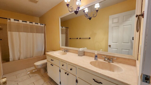 full bath featuring visible vents, marble finish floor, a sink, and toilet