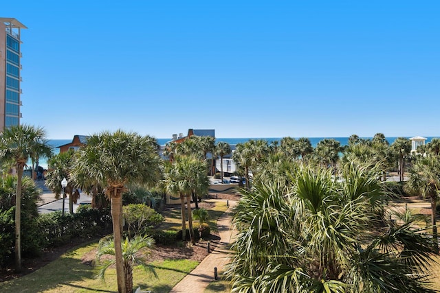 view of home's community with a water view