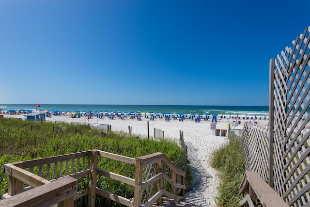 property view of water with a beach view