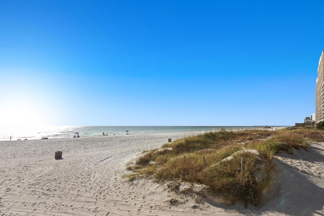 property view of water with a beach view