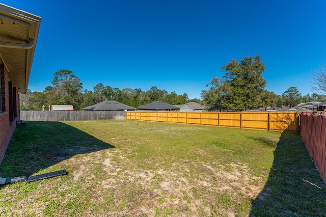 view of yard featuring a fenced backyard