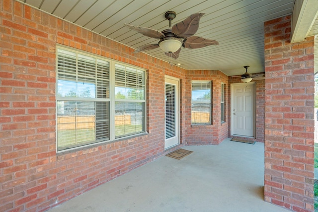 view of patio / terrace featuring a ceiling fan