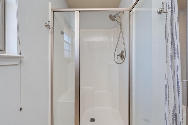 bathroom with a stall shower