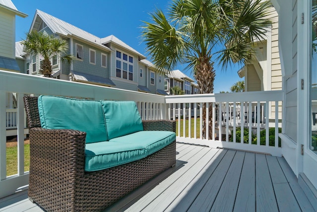 deck with a residential view