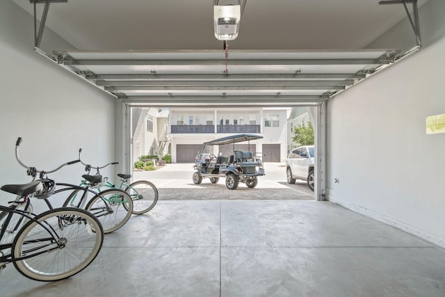 garage with a garage door opener