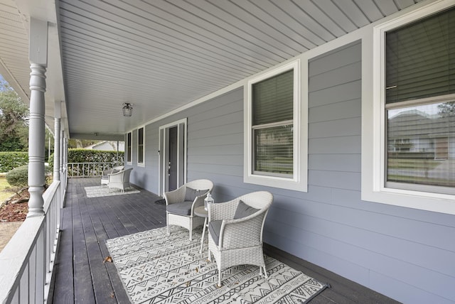 wooden deck with covered porch