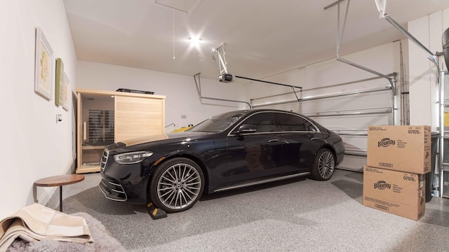 garage with a garage door opener