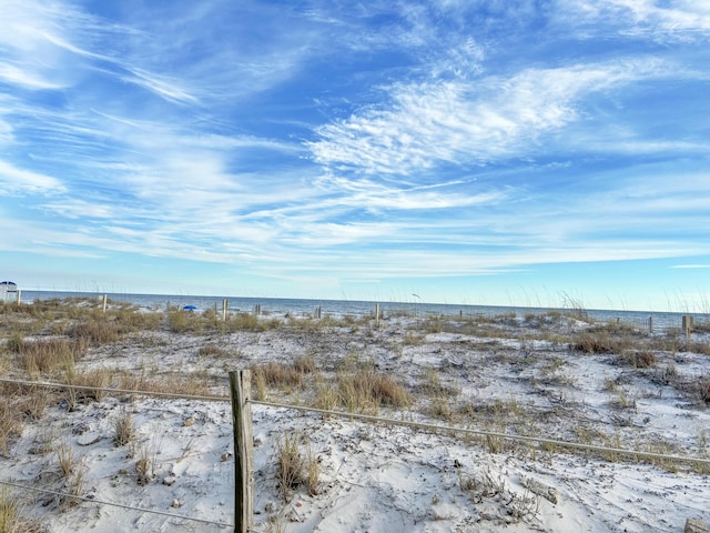 property view of water featuring a view of the beach