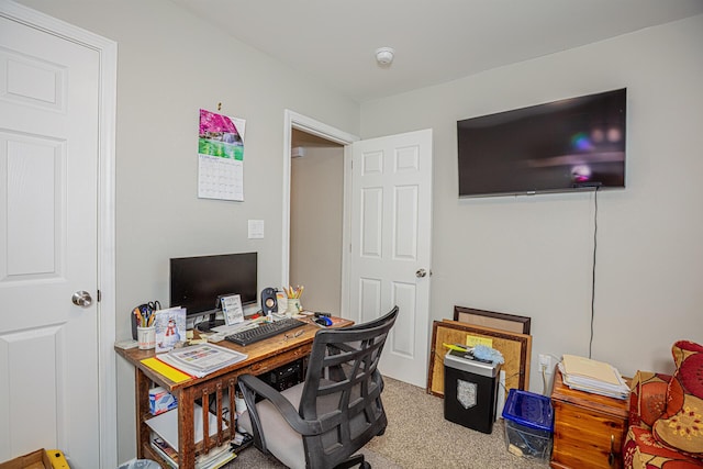 home office featuring carpet flooring