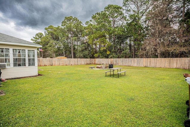 view of yard featuring a fenced backyard