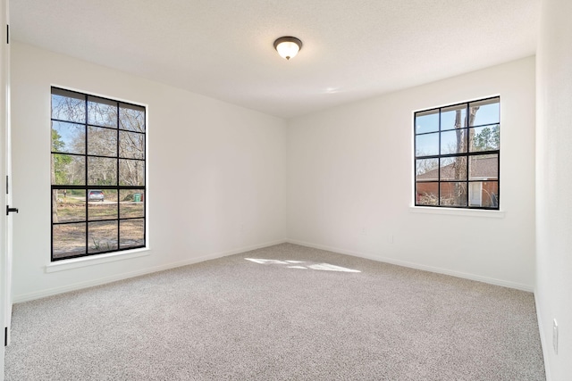 unfurnished room with carpet floors, a wealth of natural light, and baseboards