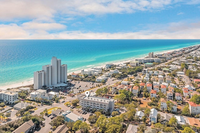 aerial view featuring a water view and a city view