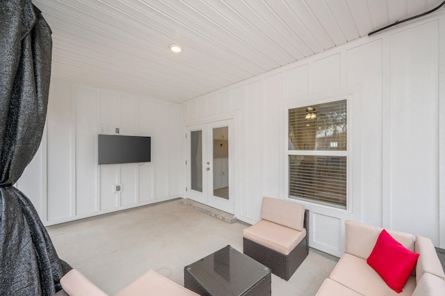 view of patio / terrace featuring french doors and an outdoor living space