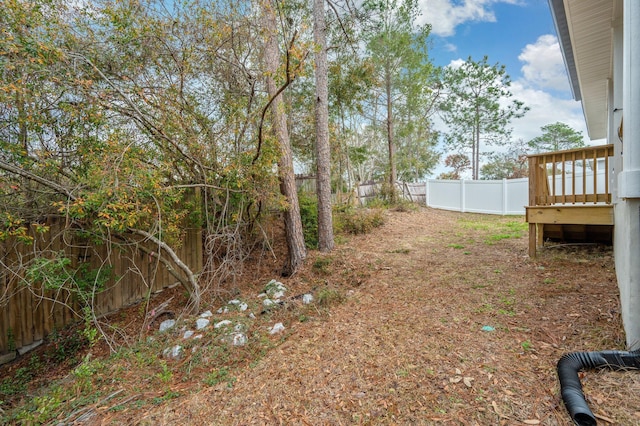 view of yard featuring a fenced backyard