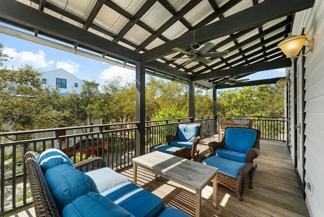 95 Rosemary Ave, Rosemary Beach, FL 32461 - wooden terrace with an outdoor living space and ceiling fan