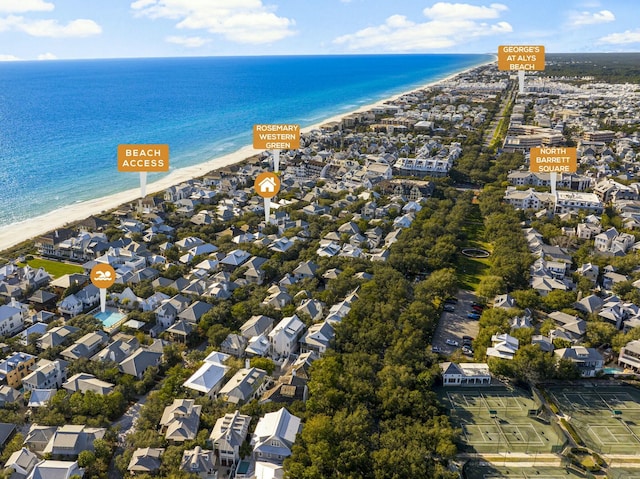 95 Rosemary Ave, Rosemary Beach, FL 32461 - aerial view featuring a view of the beach, a water view, and a residential view