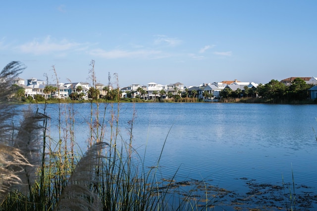 view of water feature with a residential view