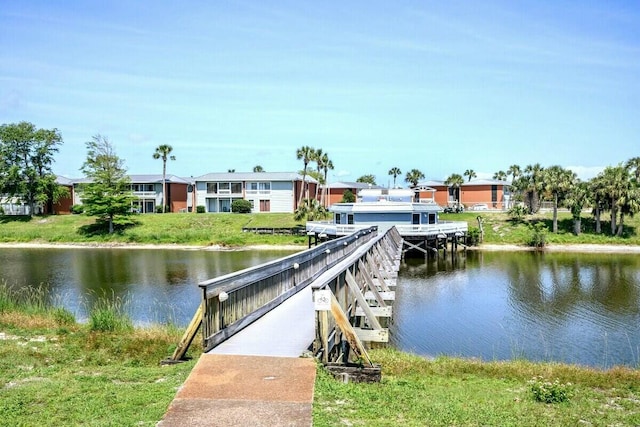 view of dock featuring a water view