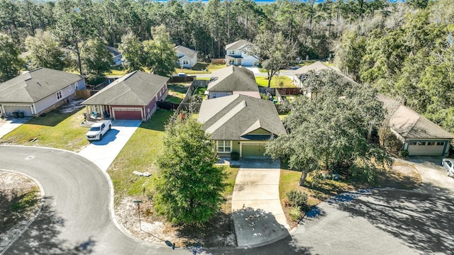 birds eye view of property with a residential view