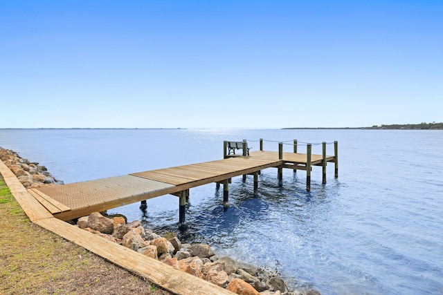 view of dock featuring a water view