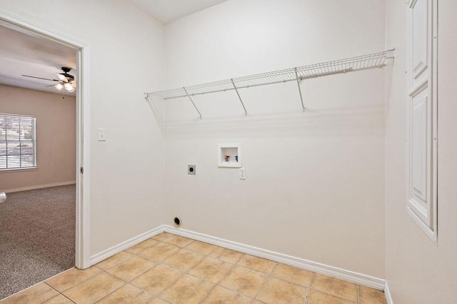 132 Lonnie Jack Dr, Crestview, FL 32536 - laundry room featuring washer hookup, a ceiling fan, baseboards, hookup for an electric dryer, and laundry area
