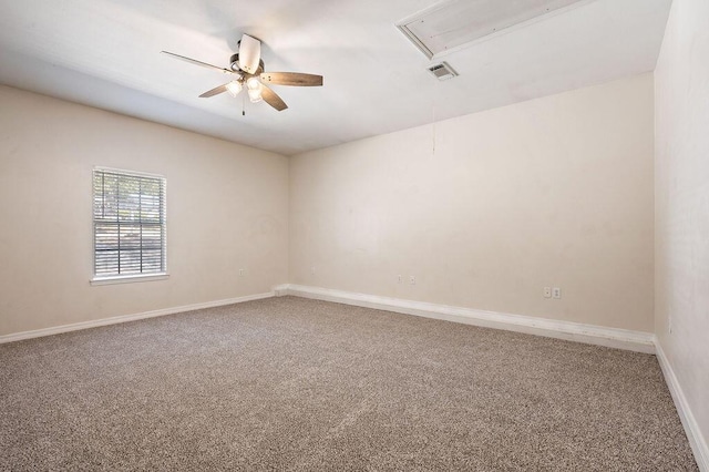 132 Lonnie Jack Dr, Crestview, FL 32536 - unfurnished room featuring baseboards, visible vents, carpet floors, attic access, and ceiling fan