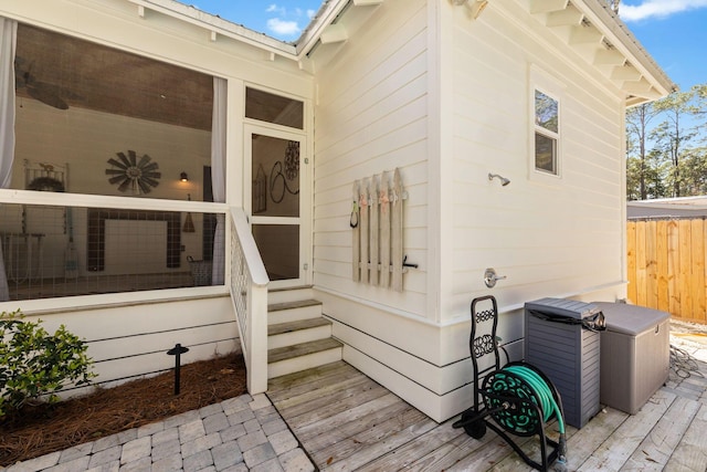 property entrance featuring fence