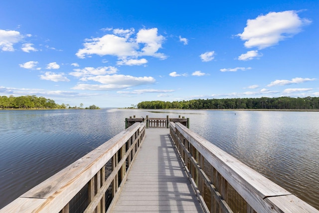 view of dock featuring a water view