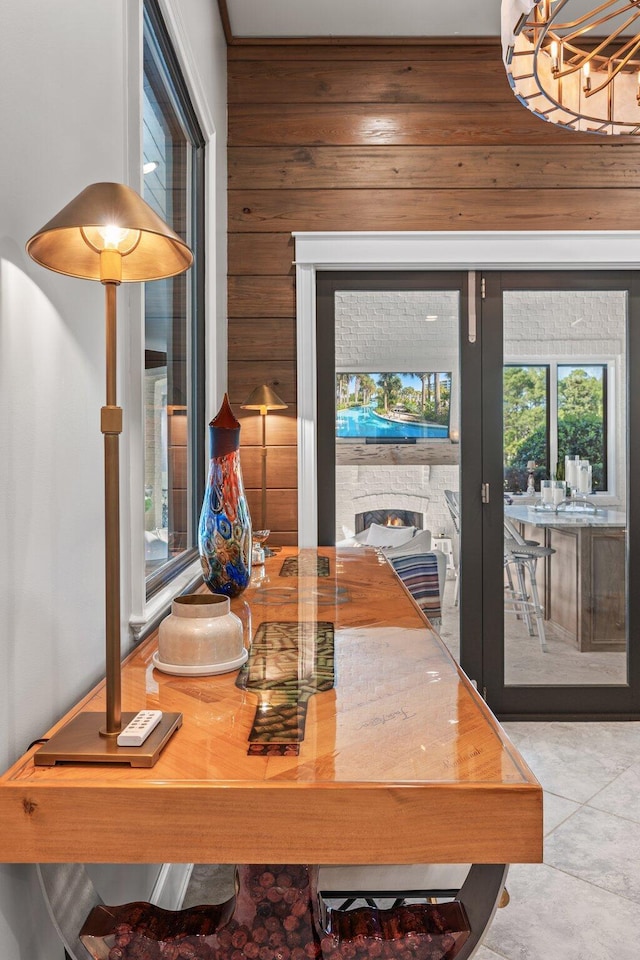 interior space with wood walls