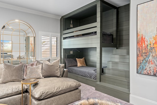 bedroom featuring crown molding