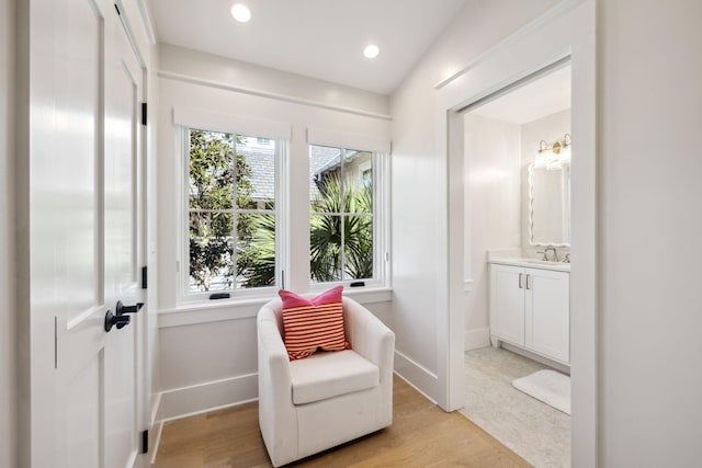 254 E Yacht Pond Ln, Watersound, FL 32461 - sitting room featuring baseboards, light wood-style flooring, and recessed lighting
