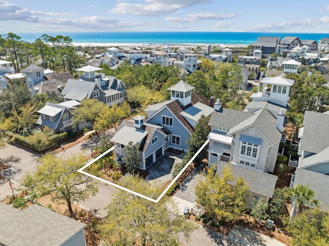 254 E Yacht Pond Ln, Watersound, FL 32461 - bird's eye view with a water view, a beach view, and a residential view