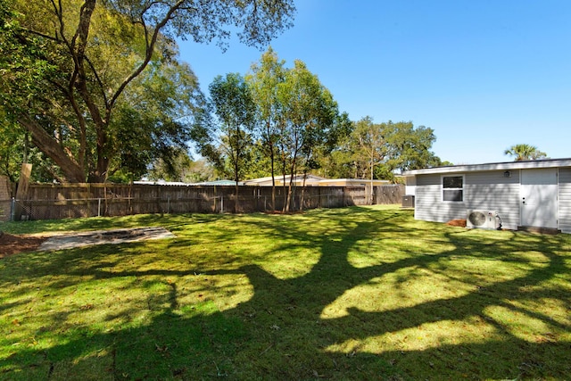 view of yard with a fenced backyard