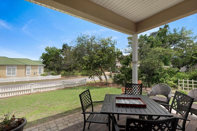 view of patio / terrace featuring outdoor dining area and fence